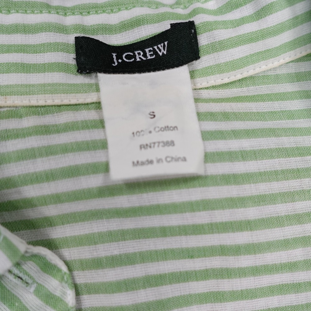 Lot of 2 J.Crew Womens Small Striped Cotton Button Down Shirts Pink Green 1796 - Picture 3 of 7